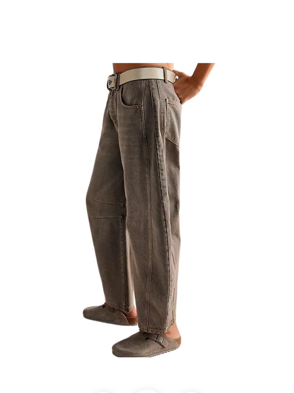 WE THE FREE GOOD LUCK MID-RISE BARREL JEANS IN ARCHIVE GREY - Picture 2 of 7